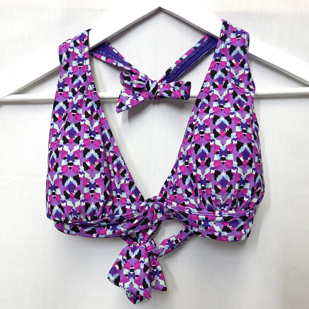 Old Navy Bikini Top Size Large Purple Black Pattern Padded Swim Top Swimsuit​​